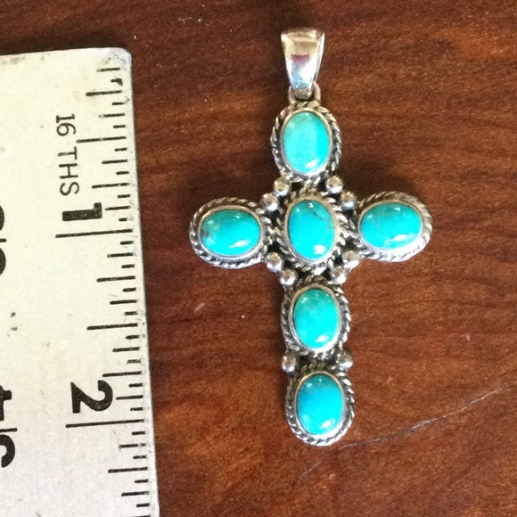 Tucson Gem show find. Beautiful turquoise cross. - Picture 3 of 3